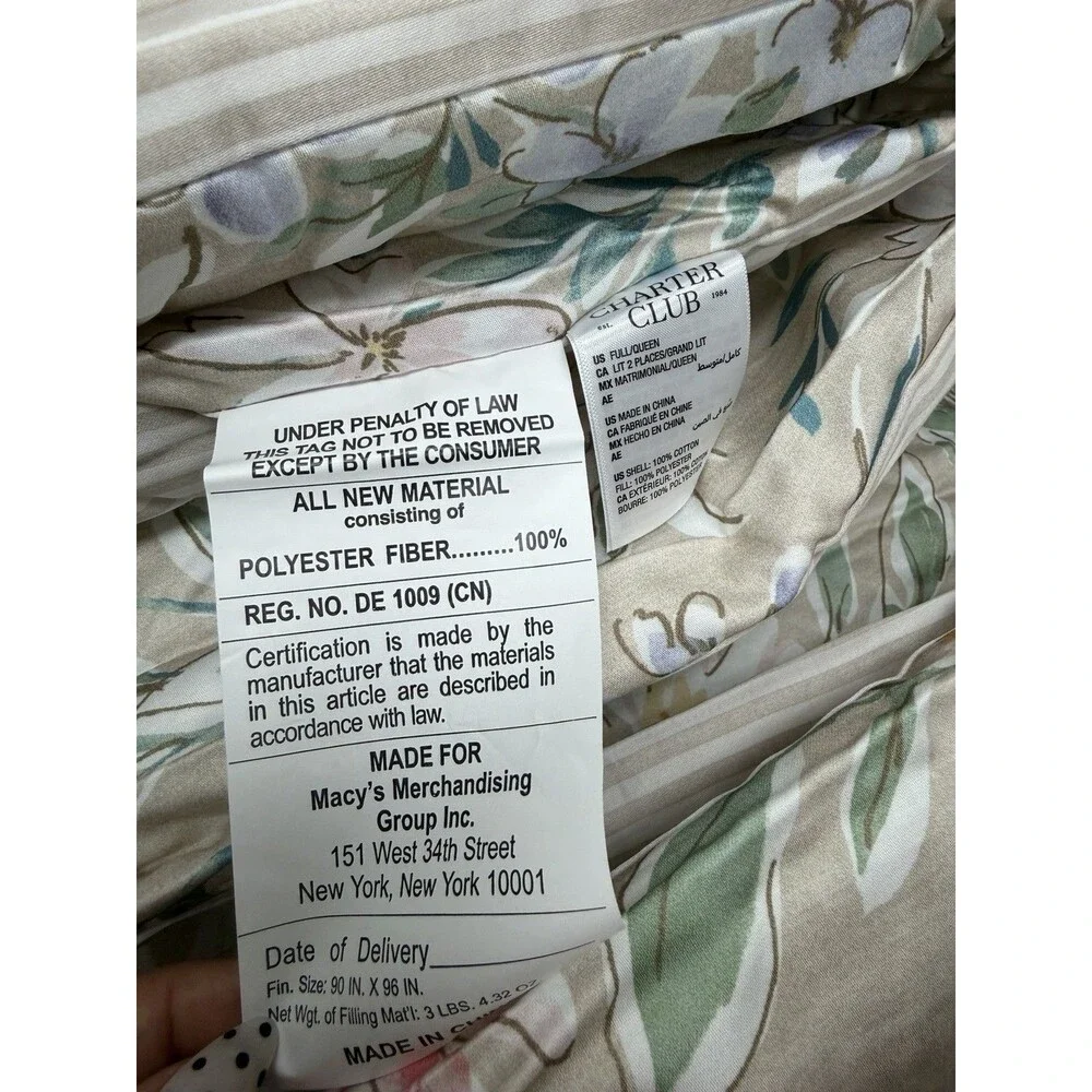 Charter Club Damask Border Garden Full/Queen Comforter + 2 Standard Shams
